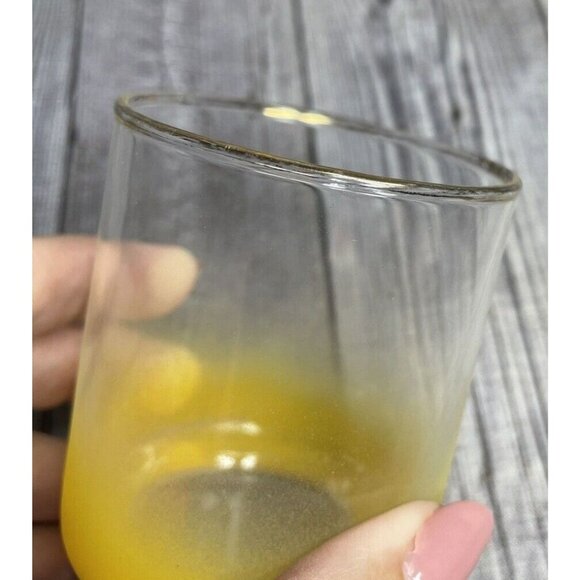 Vintage Libbey Ombre Yellow Glasses Set of 6 Gold Rim 3" Tumbler Retro Barware - Picture 8 of 8